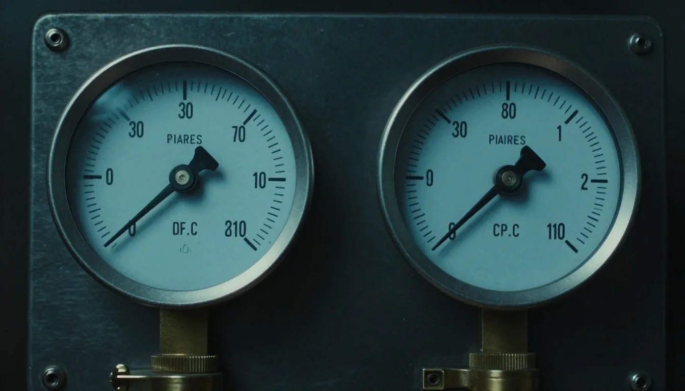 Two metal gauge instruments side by side for comparison